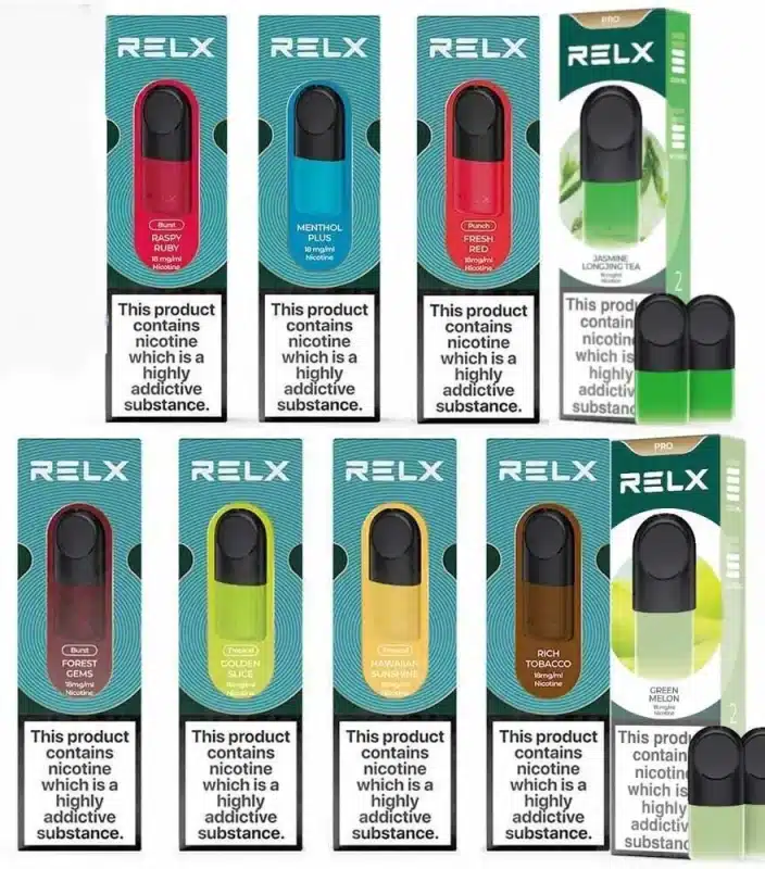 s-l12002 RELX Pods in multiple flavors lined up