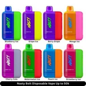 Nasty Bolt 50k puffs rechargeable disposable vape available at vape shop International City